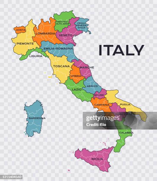 bildbanksillustrationer, clip art samt tecknat material och ikoner med italien provinser administrativa områden märkt karta - map of florence italy