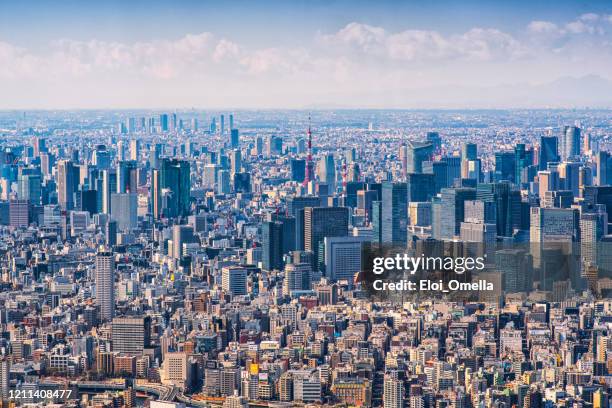 mt jufi and tokyo skyline, japan - roppongi hills stock pictures, royalty-free photos & images