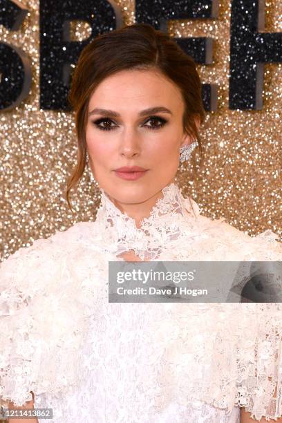 Keira Knightley attends the "Misbehaviour" World Premiere at The Ham Yard Hotel on March 09, 2020 in London, England.