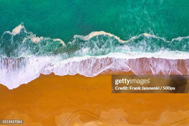 aerial view for beach and waves - france beach stock pictures, royalty-free photos & images