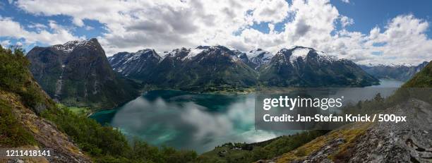 view of scenic mountains, norway - jan stefan knick stockfoto's en -beelden