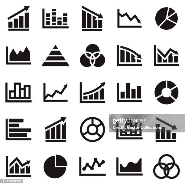 ilustraciones, imágenes clip art, dibujos animados e iconos de stock de conjunto de icones de gráficos y gráficos - gráfico de barras