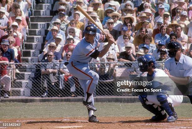 Sadaharu OH of the Yomiuri Giants bats against the Los Angeles Dodgers during exhibition game circa 1970 at Dodger Town in Vero Beach, Florida. OH...