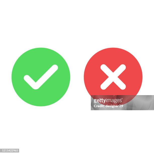 check mark, tick and cross icon vector design on white background. - letter x stock illustrations