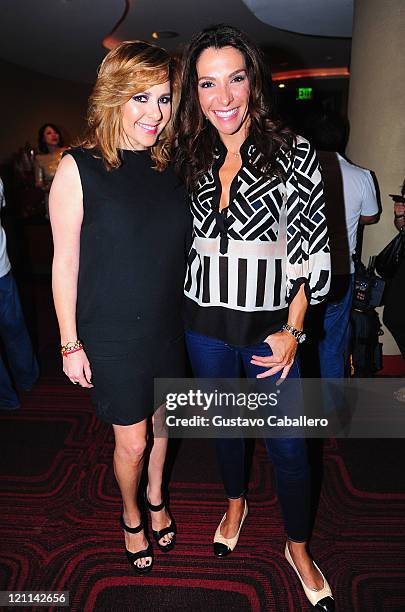 Ana Maria Canseco and Maggie Jimenez attends Cristian Castro performance at Fillmore Miami Beach on August 13, 2011 in Miami Beach, Florida.