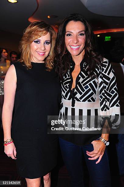 Ana Maria Canseco and Maggie Jimenez attends Cristian Castro performance at Fillmore Miami Beach on August 13, 2011 in Miami Beach, Florida.