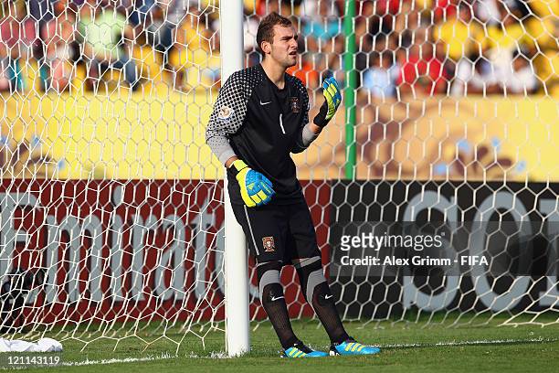 Goalkeeper Mika of Portugal during the FIFA U-20 World Cup 2011 quarter final match between Portugal and Argentina at Estadia Jaime Moron Leon on...