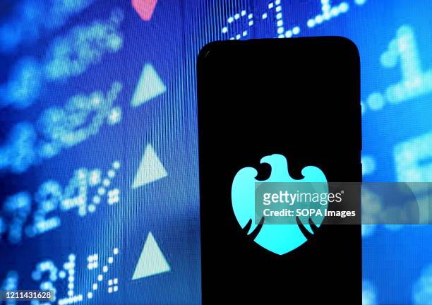 In this photo illustration a Barclays Bank logo seen displayed on a smartphone.