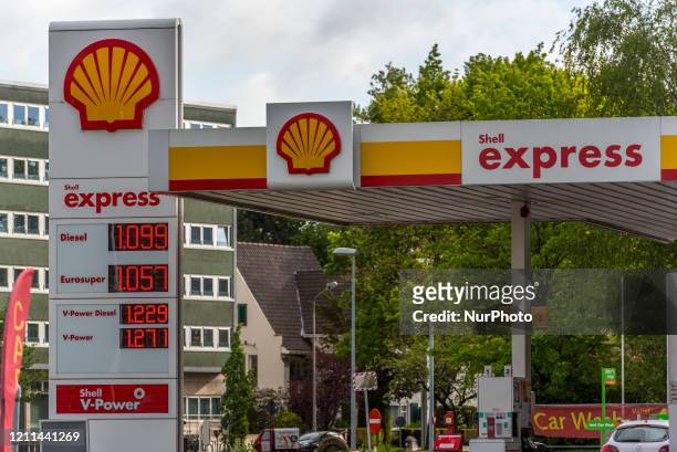 General view of fuel pump stands at the Royal Dutch Shell gas station in Brussels, Belgium 30 April 2020. Following the collapse in global oil demand...