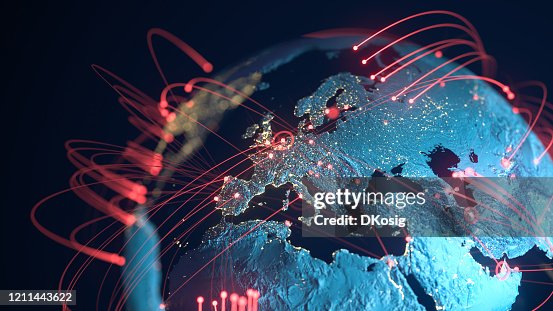 Global Connection Lines - Data Exchange, Pandemic, Computer Virus Global Connection Lines - Data Exchange, Pandemic, Computer Virus