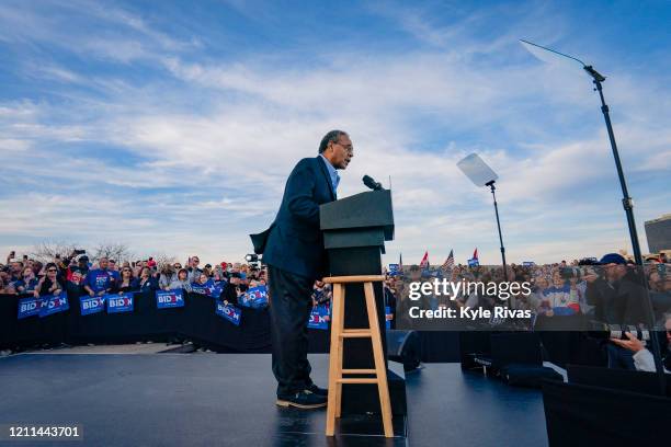 House Representative Emanuel Cleaver introduces former Vice President and Presidential candidate Joe Biden during the Joe Biden Campaign Rally at the...