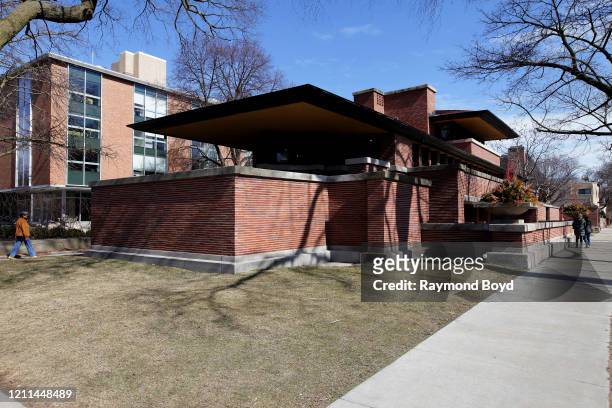 Architect Frank Lloyd Wright's Frederick C. Robie House, built in 1909-1910 in Chicago, Illinois on March 8, 2020. MANDATORY MENTION OF THE ARTIST...