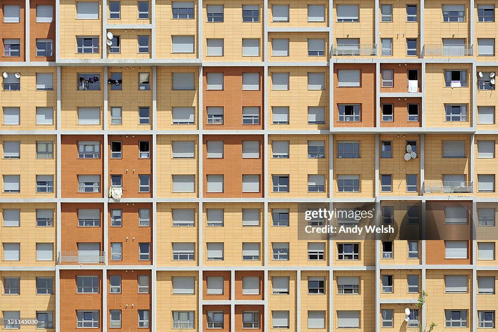 Sun drenched apartment building