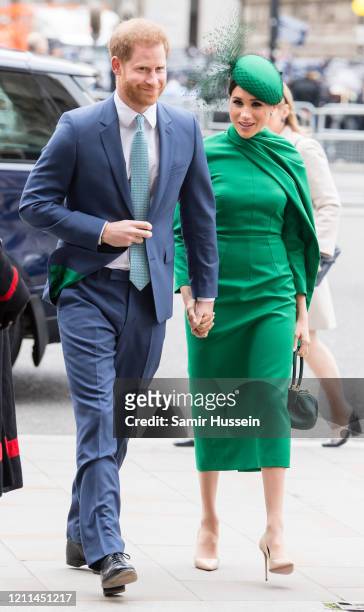 Prince Harry, Duke of Sussex and Meghan, Duchess of Sussex attend the Commonwealth Day Service 2020 on March 09, 2020 in London, England.