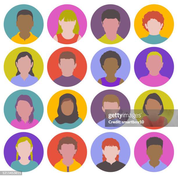 childrens head profile avatar set - preschool age stock illustrations