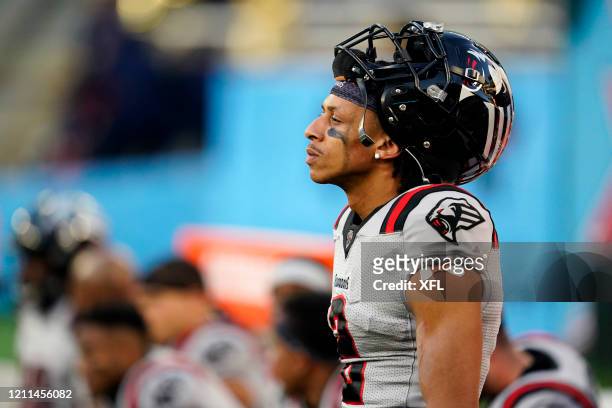 Joe Horn of the New York Guardians looks on during the XFL game against the Dallas Renegades at Globe Life Park on March 7, 2020 in Arlington, Texas.