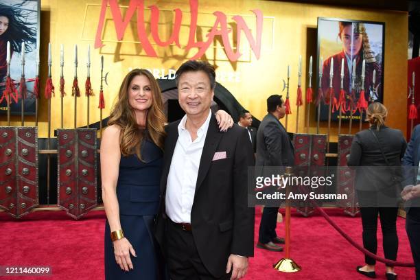 Niki Caro and Tzi Ma attend the premiere of Disney's "Mulan" at Dolby Theatre on March 09, 2020 in Hollywood, California.
