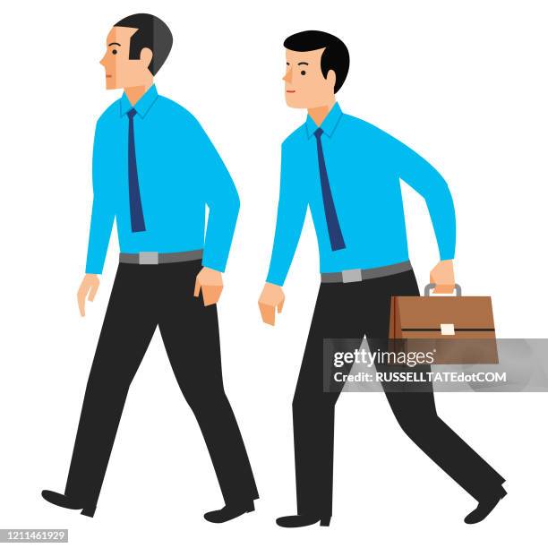 men walking - slow progress stock illustrations