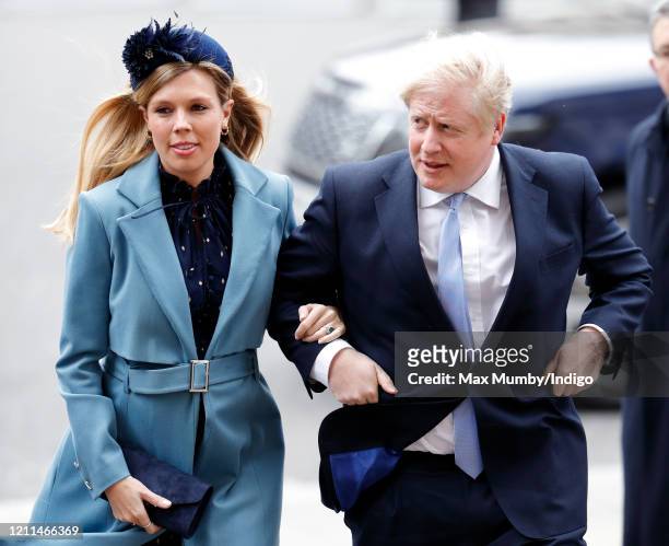 Carrie Symonds and Prime Minister Boris Johnson attend the Commonwealth Day Service 2020 at Westminster Abbey on March 9, 2020 in London, England....