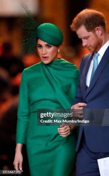 Meghan, Duchess of Sussex and Prince Harry, Duke of Sussex attend the Commonwealth Day Service 2020 at Westminster Abbey on March 9, 2020 in London,...
