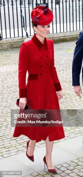 Catherine, Duchess of Cambridge attends the Commonwealth Day Service 2020 at Westminster Abbey on March 9, 2020 in London, England. The Commonwealth...