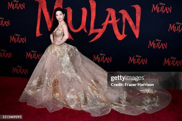 Yifei Liu attends the premiere of Disney's "Mulan" at Dolby Theatre on March 09, 2020 in Hollywood, California.