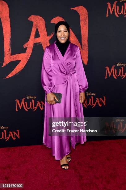 Ibtihaj Muhammad attends the premiere of Disney's "Mulan" at Dolby Theatre on March 09, 2020 in Hollywood, California.