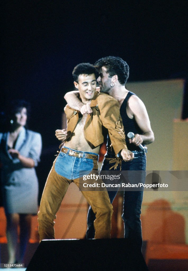 George Michael And Andrew Ridgeley Of Wham Performing During The george-michael-and-andrew-ridgeley-of-wham-performing-during-the