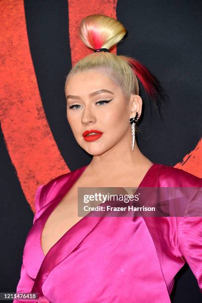 Christina Aguilera attends the Premiere Of Disney's "Mulan" on March 09, 2020 in Los Angeles, California.