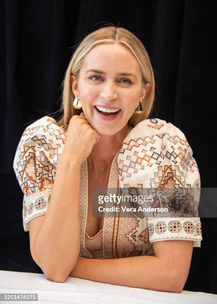 Emily Blunt at the "A Quiet Place Part II" Press Conference at the Mandarin Oriental Hotel on March 08, 2020 in New York City.