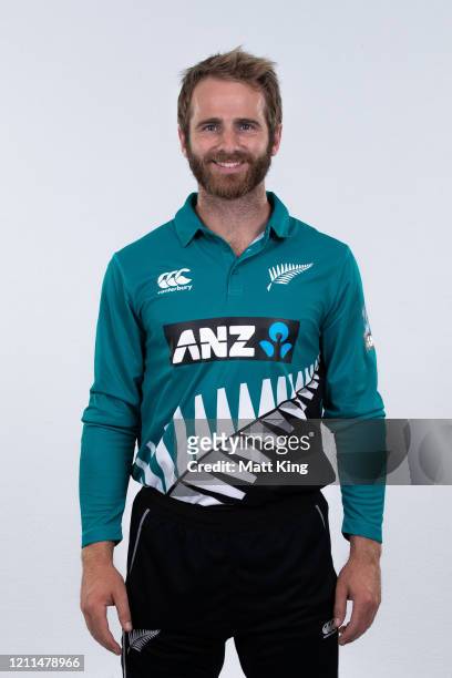 Kane Williamson poses during the New Zealand One Day International team headshots session at Fraser Suites on March 10, 2020 in Sydney, Australia.
