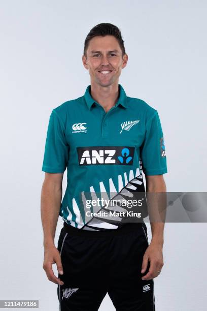 Trent Boult poses during the New Zealand One Day International team headshots session at Fraser Suites on March 10, 2020 in Sydney, Australia.