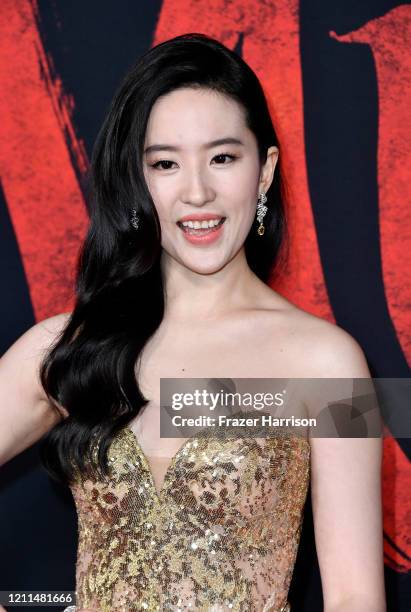 Yifei Liu attends the Premiere Of Disney's "Mulan" on March 09, 2020 in Los Angeles, California.