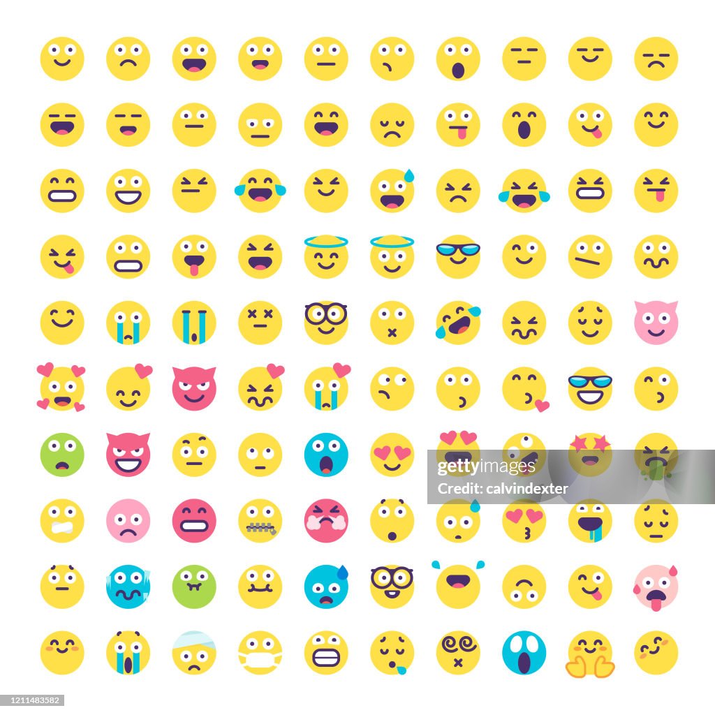 Emoticons flat design big collection