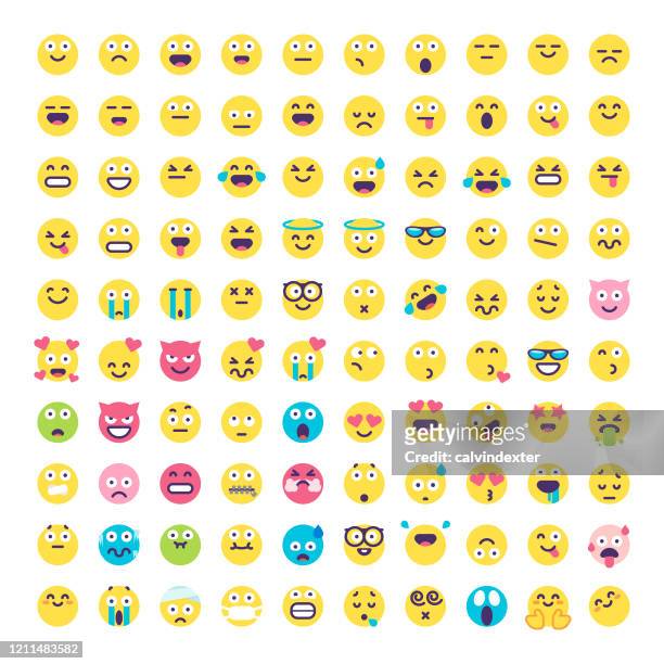 emoticons flat design big collection - collection stock illustrations