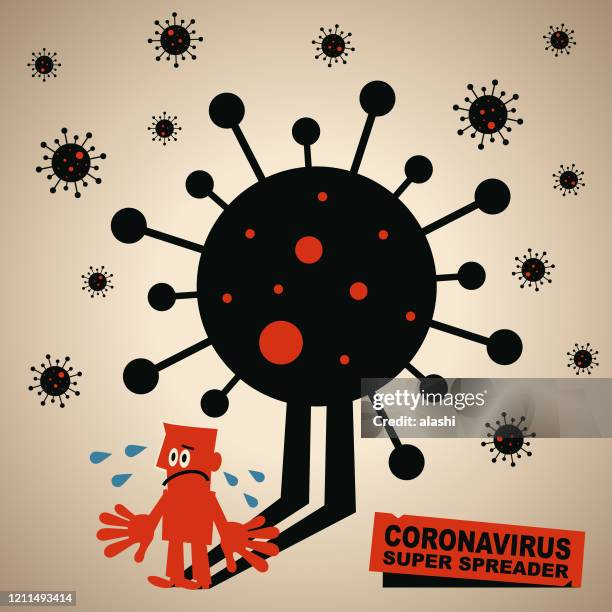 冠狀病毒超級傳播者的概念，病人有新的冠狀病毒的陰影（細菌，病毒） - pathogen transmission 幅插畫檔、美工圖案、卡通及圖標