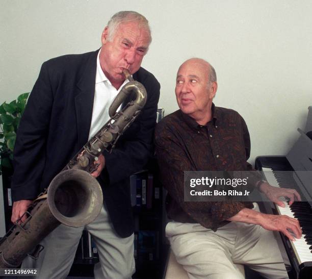 Longtime friends Mel Brooks and Carl Reiner at Culver Studios, September 17, 1997 in Culver City, California.