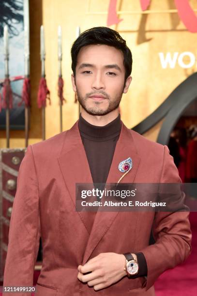 Yoson An attends the World Premiere of Disney's 'MULAN' at the Dolby Theatre on March 09, 2020 in Hollywood, California.