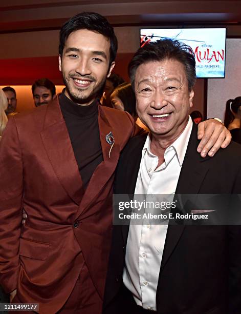 Yoson An and Tzi Ma attend the World Premiere of Disney's 'MULAN' at the Dolby Theatre on March 09, 2020 in Hollywood, California.