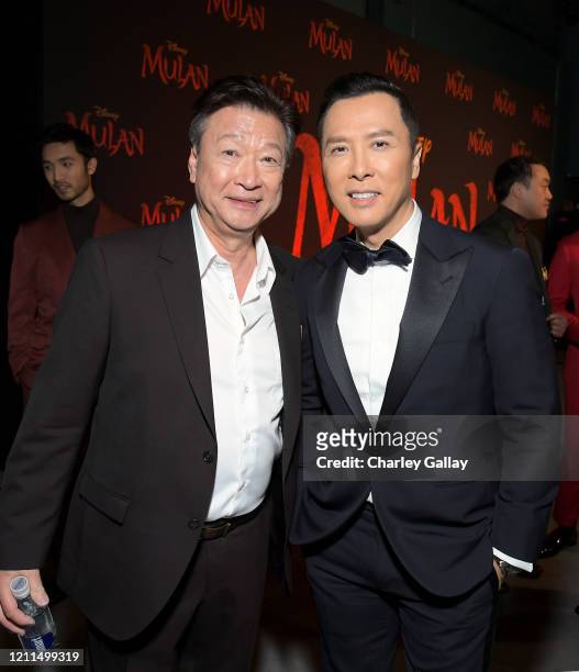 Tzi Ma and Donnie Yen attend the World Premiere of Disney's 'MULAN' at the Dolby Theatre on March 09, 2020 in Hollywood, California.