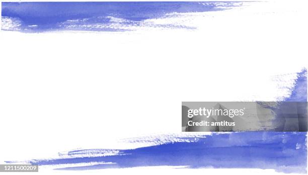 blue dry watercolor brush - taking a corner stock illustrations