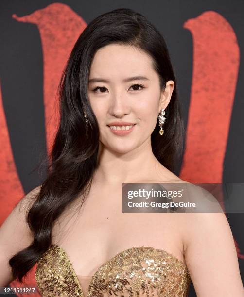 Yifei Liu attends the Premiere Of Disney's "Mulan" on March 09, 2020 in Hollywood, California.