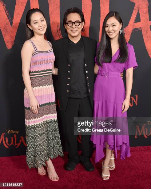 Jada Li, Jet Li, and Jane Li attend the Premiere Of Disney's "Mulan" on March 09, 2020 in Hollywood, California.