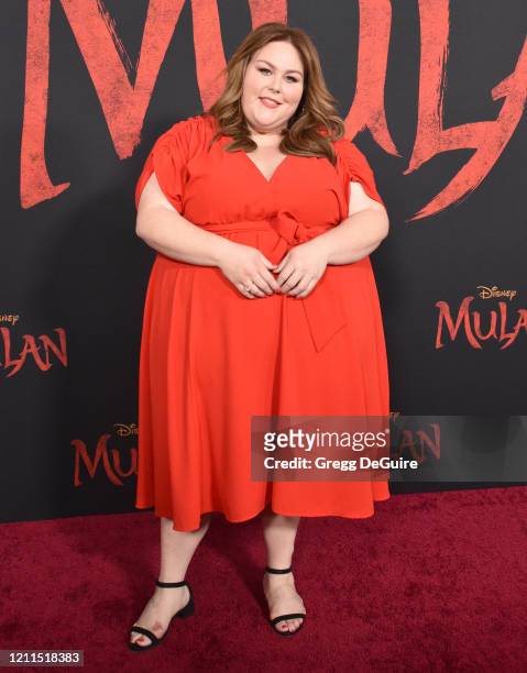 Chrissy Metz attends the Premiere Of Disney's "Mulan" on March 09, 2020 in Hollywood, California.
