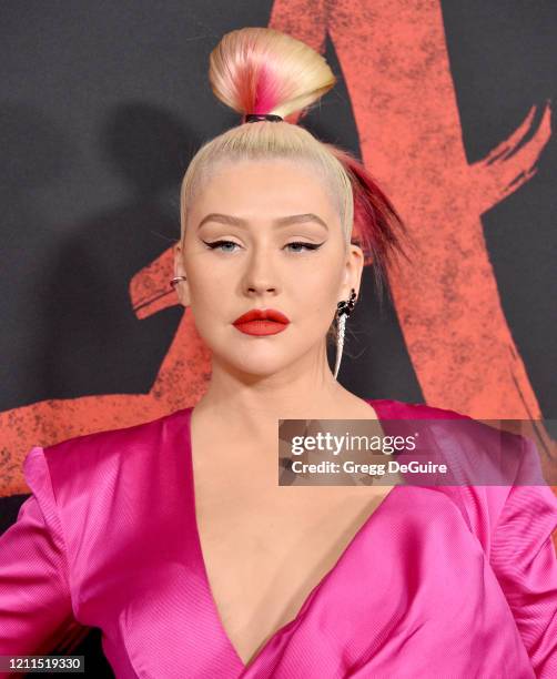 Christina Aguilera attends the Premiere Of Disney's "Mulan" on March 09, 2020 in Hollywood, California.