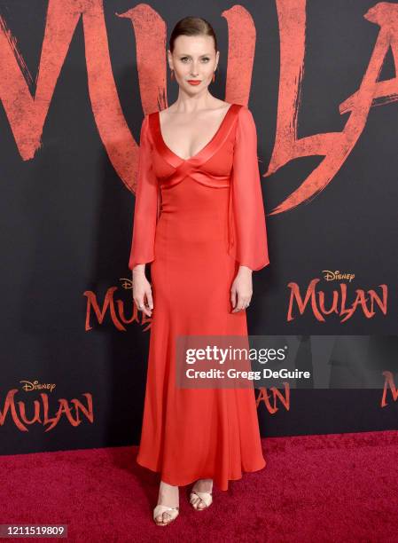 Aly Michalka attends the Premiere Of Disney's "Mulan" on March 09, 2020 in Hollywood, California.