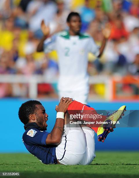 Alexandre Lacazette of France reacts during the FIFA U-20 World Cup Colombia 2011 quarter final match between France and Nigeria on August 14, 2011...