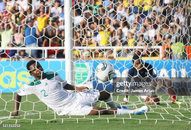 Suswan, from Nigeria, cannot avoid the French goal during a match by quarterfinals of the FIFA U-20 World Cup 2011 at Pascual Guerrero Stadium on...