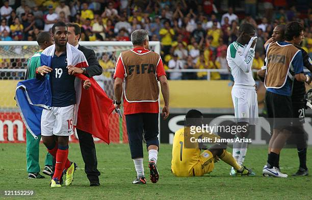 France players celebrate their victory against Nigeria during a match by quarterfinals of the FIFA U-20 World Cup 2011 at Pascual Guerrero Stadium on...