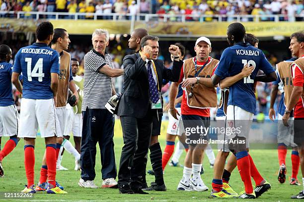 France players celebrate their victory against Nigeria during a match by quarterfinals of the FIFA U-20 World Cup 2011 at Pascual Guerrero Stadium on...